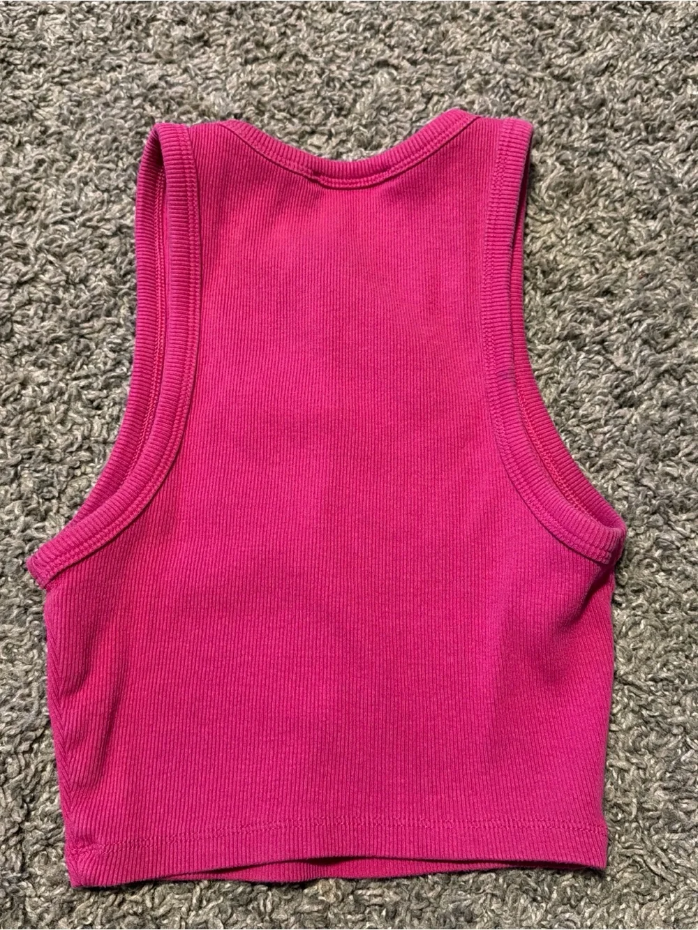 ZARA Fuchsia Ribbed Cropped Tank Top - Picture 2 of 3